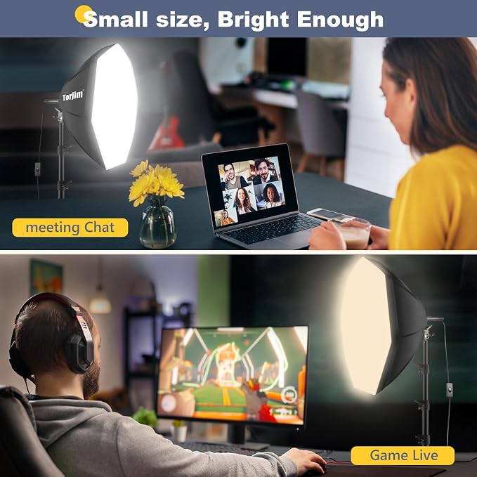 Torjim Softbox Photography Lighting Kit | 20" X 20" & 85W LED Studio Lights | Soft Diffusion For Even Light | 3000-7500K Adjustable LED Bulbs for Studio Photo Video Recording Live Streaming Portraits - Image 4