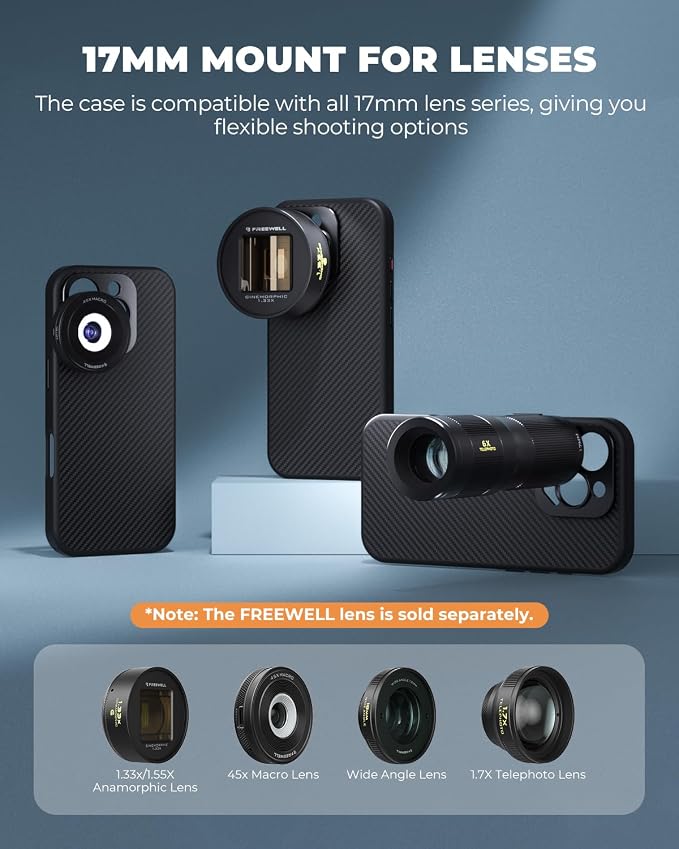 FREEWELL Pro Filmmaker Case for iPhone 13 Pro Max - Magnetic Filter & 17mm Lens Mount Black | Magnetic Filter & 17mm Lens Mount Black - Image 4