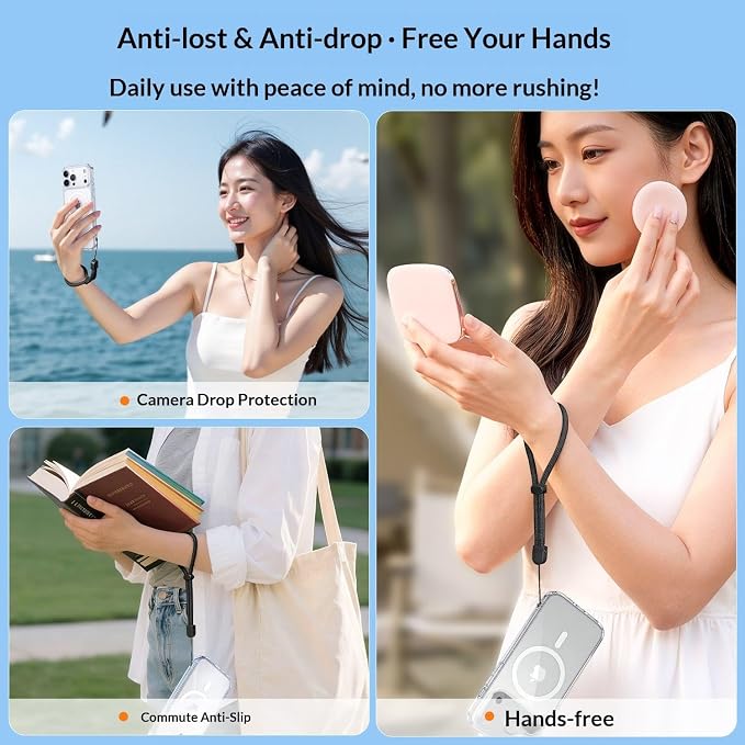 2 Pc Phone Wrist Strap Charm Anti-Lost Lanyard Hand Wristlet Finger Grip Strong Durable Adjustable for Women Men Universal for iPhone Camera Keychain USB Flash Drive Wallet ID Tag Orange Red - Image 4