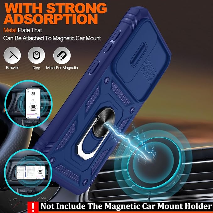 Gritup for Galaxy S23 Phone Case Military-Grade Shockproof with Kickstand | with 2 PCS Screen Protector, Slide Camera Cover, Heavy Duty Outdoor Protection Full Body Funda para Galaxy S 23 Cover-Blue - Image 6