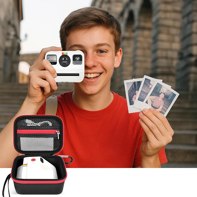 ANKHOH Case for Polaroid Go Gen 2/3, for Polaroid Go 9035/9071/9070 | PU shell with padded interior and removable wrist strap stores film, photos and cables, Case Only - Image 8