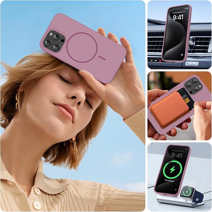 miracase Magnetic for iPhone 15 Pro Max Case, [Soft Anti-Scratch Microfiber Lining], Compatible with MagSafe, Liquid Silicone Case Shockproof Drop Protection Phone Case for 15 ProMax, Blackcurrant - Image 6