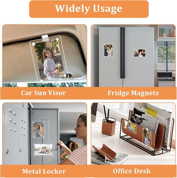 4 Pcs Car Picture Holder,Acrylic Magnetic Personalized Photo Holder,Personalized Picture Frame for Cars, Photo Car Visor Clip,Car Sun Visor Photo Holder - Image 6