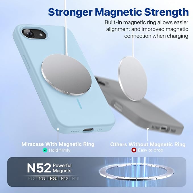 miracase Magnetic for iPhone 17e Case & iPhone 16e Case, [Soft Anti-Scratch Microfiber Lining], Compatible with MagSafe, Silicone Shockproof Protection Phone Case for iPhone 17e/16e, Clove Purple - Image 5