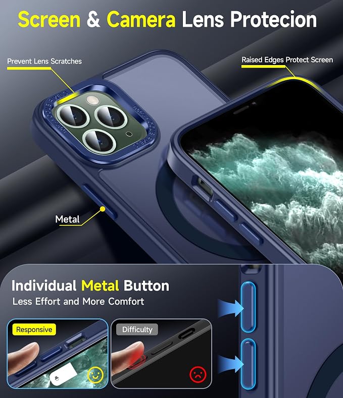 LeYi for iPhone-11-Pro Case Blue with Screen Protector X2 + Camera Cover X2[ MagSafe Compatible] Magnetic iPhone 11procase Military-Grade Protective Cases for iPhone 11Pro i Phone 11 Pro, Matte Blue - Image 5