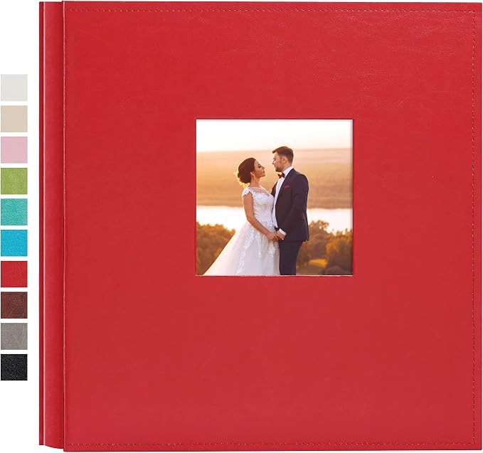 potricher Large Photo Album 4x6 600 Photos, Leather Cover, Red | Large Capacity Picture Albums with 600 Horizontal and Vertical Pockets, Photo Book for Family, Wedding, Anniversary, Baby by potricher