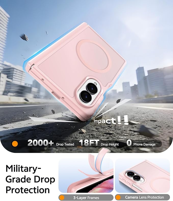 FNTCASE for Samsung Galaxy Z Fold 8 Case, Fit for Magsafe, Hinge Protection | Screen Protector, Translucent Matte Magnetic Back, 18FT Military Grade Drop Proof, Protective Phone Cover, Light Pink - Image 4