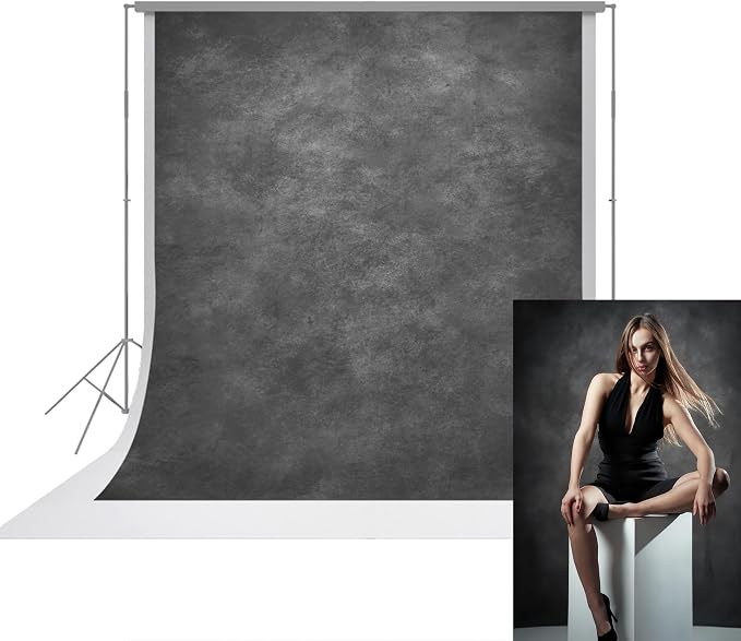 UrcTepics 8×8 ft Grey Fabric Photo Backdrops, Abstract Texture Backdrop for Headshots and Portraits, Photography Background for Studio and Vedio. by UrcTepics
