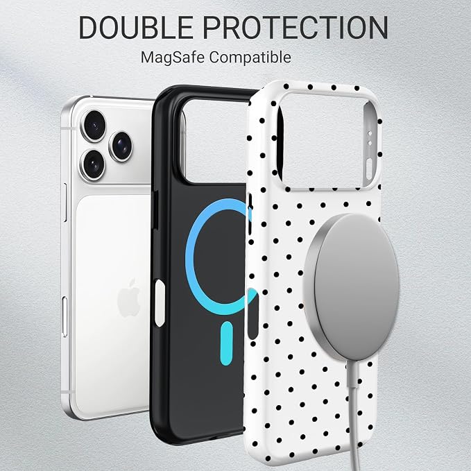 TPU Phone Case for iPhone 17 Pro, MagSafe Wireless Charging Compatible, Shockproof Slim Fit Protective Cover with Anti-Yellowing & Raised Camera Protection (Polka dot 8, iPhone 17 Pro(6.3")) - Image 6