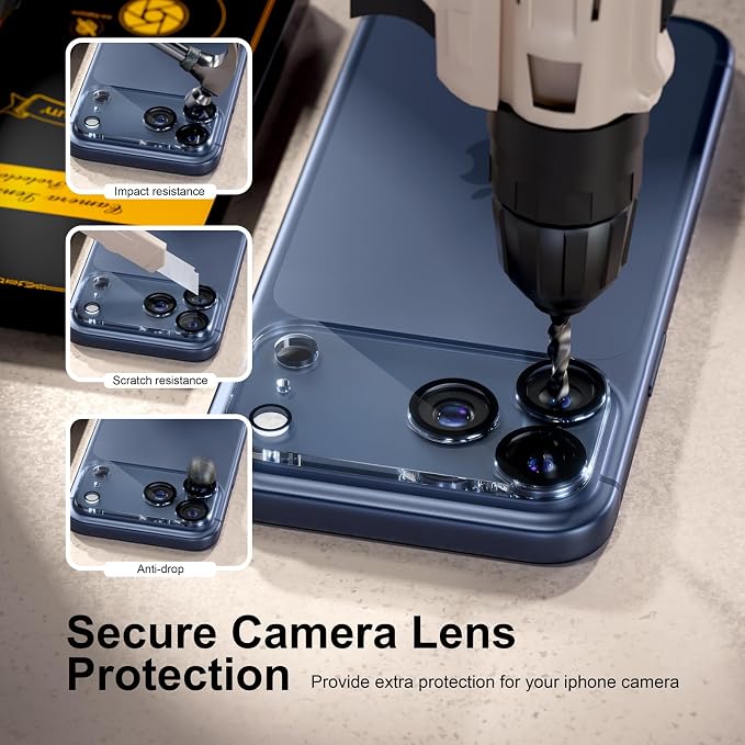 for 6 Pack iPhone 17 Pro Max Camera Lens Protectors, Clear | [Drop Protection] [Case Friendly] [Easy Installation] 9H Tempered Glass Camera Screen Protector Cover Accessories 6.9-inch - Image 4