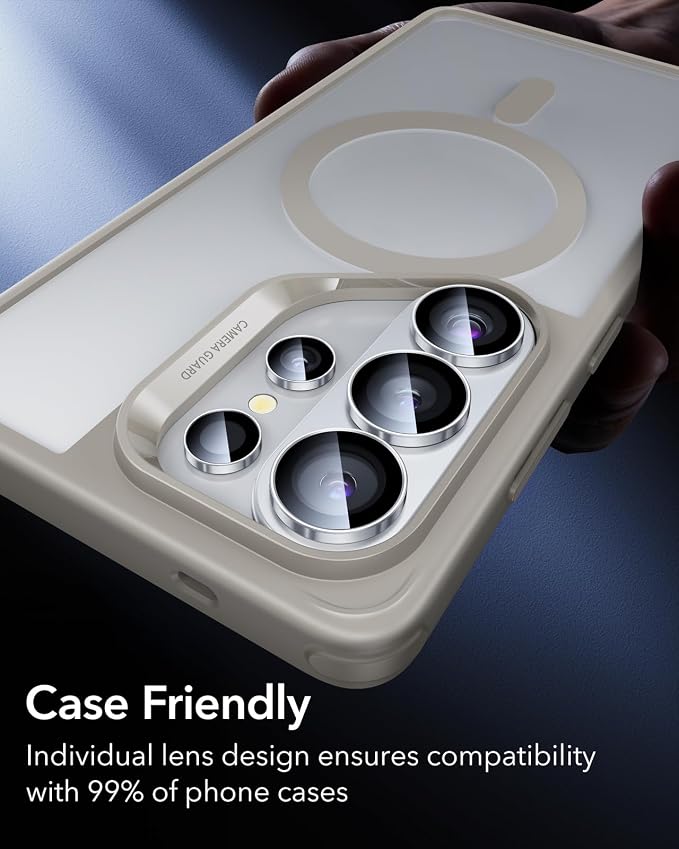 ESR for Samsung Galaxy S24 Ultra Camera Lens Protector, Individual Lens Protectors, Scratch-Resistant Ultra-Thin Tempered Glass with Aluminum Edging, Galaxy S24 Ultra Case Friendly, 1 Set, Silver | Individual Camera Cover, 9H Tempered Glass, Original C... - Image 8