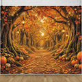 Fall Forest Photo Backdrop 8x8ft Autumn Garden Backdrop for Photography Fall Pumpkin Maple Wonderland Floral Background for Photoshoot Thanksgiving Birthday Photo Booth Props Vinyl by Leowefowa