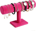 TENINYU Hovering T-Bar Bracelet Necklace Earring Bangle Pendants Anklet Tower Watch Key Jewelry Display Stand for Home Organization (Rose Red) by TENINYU