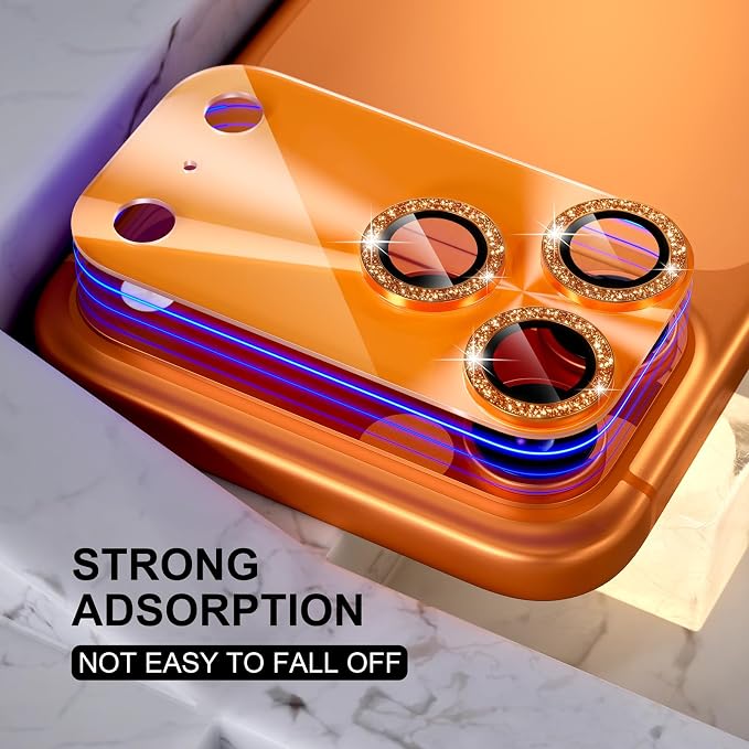 Choiche for iPhone 17 Pro Camera Lens Protector, Light-Orange | Bling Metal Camera Cover with 9H Tempered Glass Lens Screen Protector Accessories, Strong Adsorption, Case-Friendly, 6.3-inch - Image 5