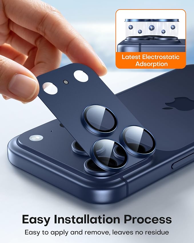 TAURI 2 Pack for iPhone 17 Pro Camera Lens Protector, Deep Blue | Full Coverage Military-Grade Shatterproof, Upgrade AR Anti-Reflection Ultra Clear Transmission & Case Friendly - Image 5
