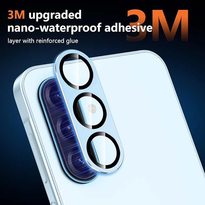 for Samsung Galaxy A17 Camera Lens Protector, Individual Metal Ring Tempered Glass Lens Cover, [Strong Adsorption] Scratch Resistant Ultra-Thin HD Clear Lens Cover, 1 Set-Blue - Image 4