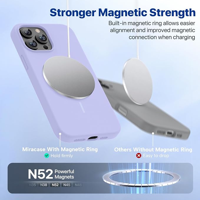 miracase Magnetic for iPhone 13 Pro Max Case, [Soft Anti-Scratch Microfiber Lining], Compatible with MagSafe, Liquid Silicone Shockproof Drop Protection Phone Case for 13 Pro Max, Light Purple - Image 5