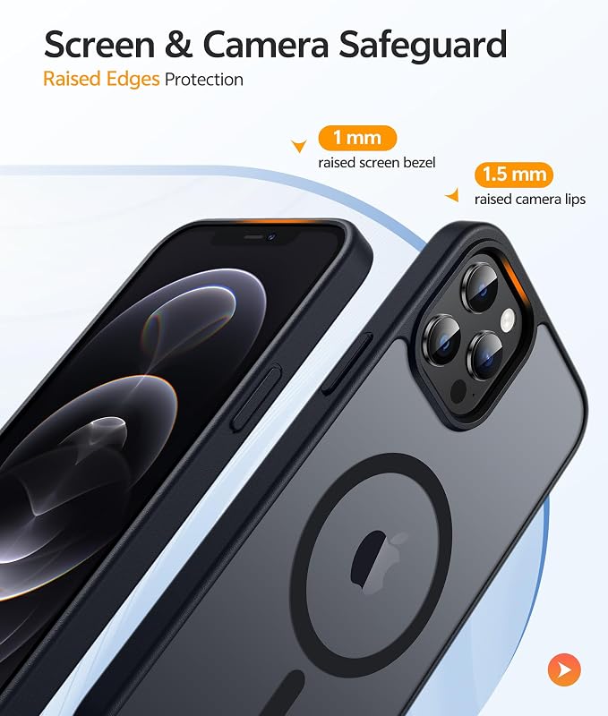 FNTCASE for iPhone 12 Pro Max Case, Fit for Magsafe, Translucent Matte Back | Strong Magnetic Charging, Shock Absorbent, 14FT Military Grade Drop-proof, Anti Slip, Black - Image 4