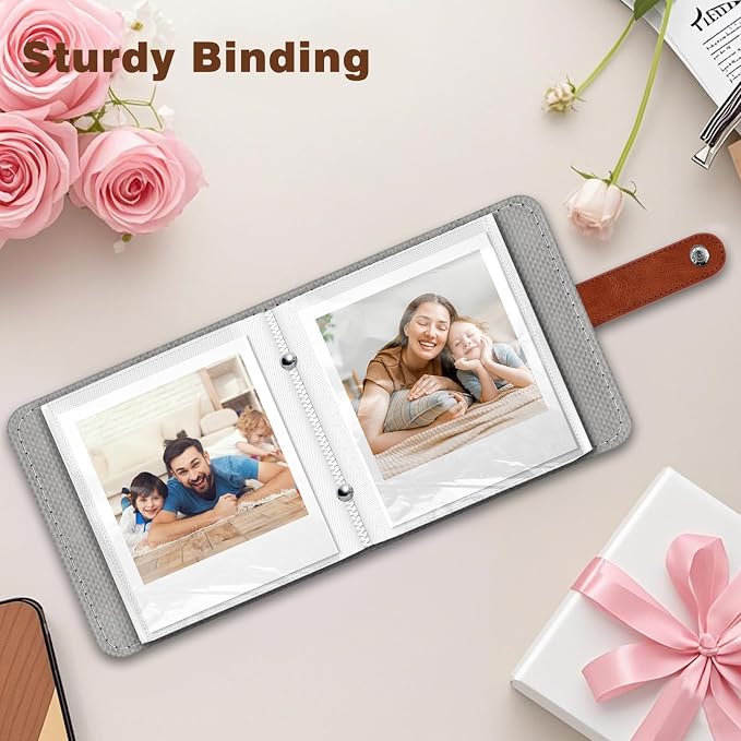 Fintie Small Photo Album Book for 3.5x4.25" Polaroid Films - 52 Pockets | For Polaoird I-Type/600/Sx-70 Films, Fujifilm Instax Wide Pictures Albums Book, Boys & Girls Memory Keepsakes, Vintage Brown - Image 3