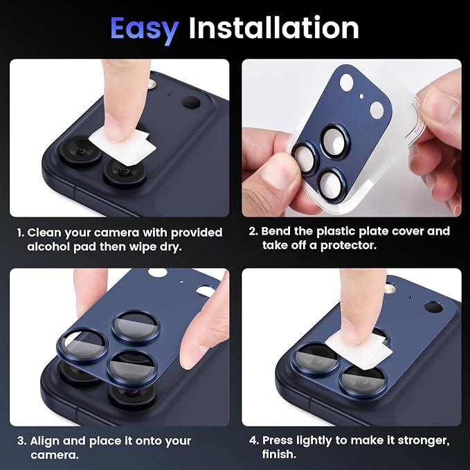 Tensea for iPhone 17 Pro Camera Lens Protector | Metal Aluminum Alloy Tempered Glass Cover Camera Screen Protector Accessories, Case Friendly - Image 7