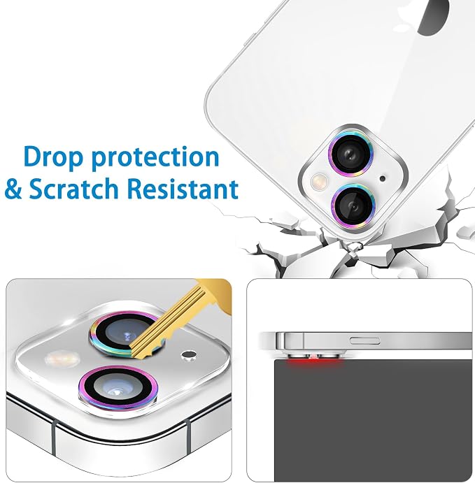 Dengduoduo 3 Pack Tempered Glass Camera Lens Protector for iPhone 14 6.1" & iPhone 14 Plus 6.7", Ultra HD, 9H Hardness, Anti-Scratch, Case Friendly, Easy to Install [No Affect on Night Shots] - Image 4