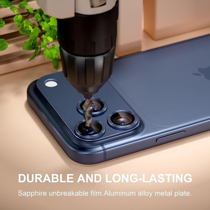 for iPhone 17 Pro Max Camera Lens Protector, Deep Blue | [Military Grade Shatterproof] [Strong Adsorption] [Case Friendly] Matte Metal Tempered Glass Camera Screen Cover Accessories - Image 4