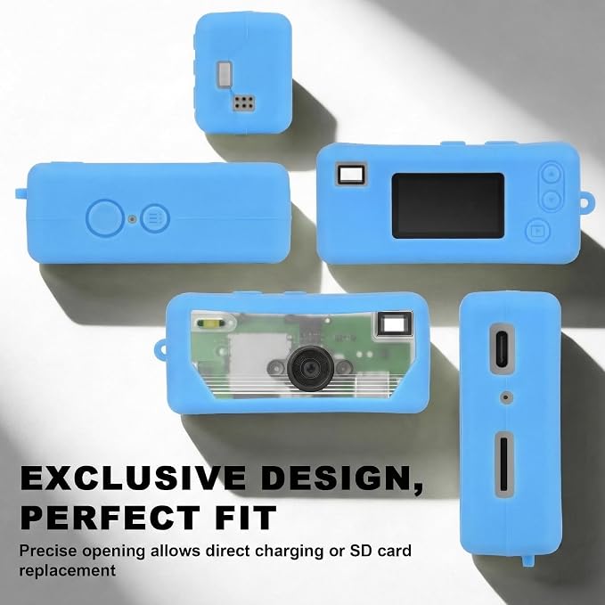 Silicone Case for Kodak CHARMERA Millennium Keychain Mini Digicam Blind Box | Soft Keychain Camera Sleeve, Precise Cutouts, Case-On Charging & SD Card Access, For Collectors & Daily Carry, Blue - Image 3