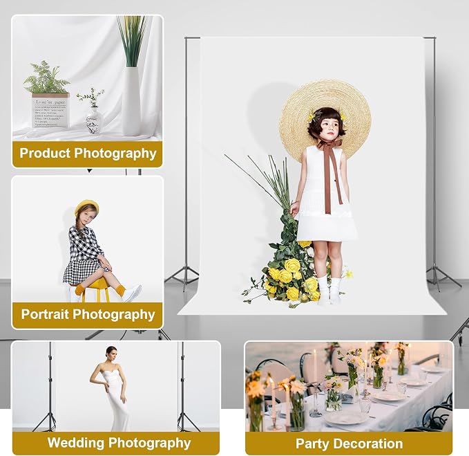 5X6.5ft White Backdrop Curtain for Photography (Without Stand) | White Photo Background for Photographic Parties Video Recording Live Streams Polyester Fabric Photoshoot Screen Backdrops - Image 7