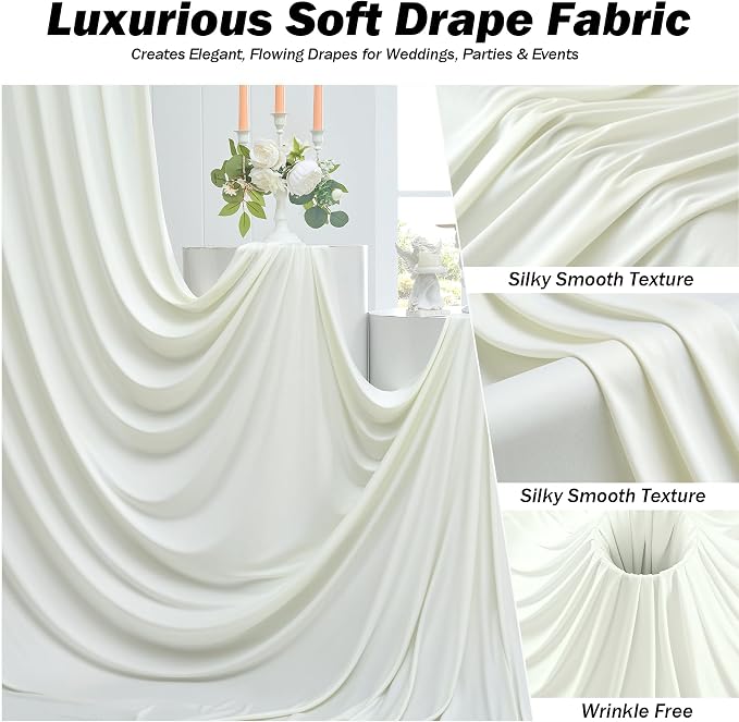 40x12 ft Ivory Backdrop Curtains for Weddings Parties, Birthdays and Photos | 8 Panels 5x12 ft, Wrinkle-Free Polyester Drapes, Washable, Ironable, 4 in Rod Pocket for Baby Showers Photography Background - Image 4
