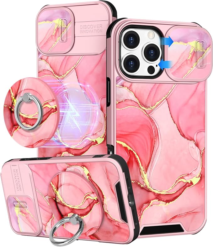 Buleens for iPhone 16 Pro Max Case 6.9 Inch - with Ring Stand & Camera Cover Aesthetic Cute Designed for Women Girls Pretty Girly Fashion Teens Phone Case for iPhone 16 Pro Max Compatible with Magsafe by Buleens