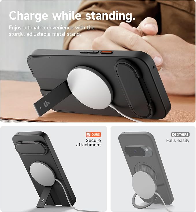SURITCH for Google Pixel 10 Pro XL Phone Case, Compatible with MagSafe, Protective Cover with Camera Cover & Adjustable Metal Kickstand for Pixel 10 Pro XL 2025 -Black - Image 6