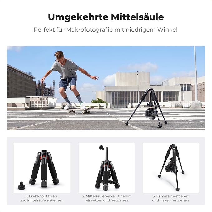 K&F CONCEPT 21.6'' Mini Desk Tripod. | Ball Head, Load up to 13.22 lbs/6 KG, 1/4 inch Quick Shoe Plate, Phone Holder, For DSLR Camera Phone. S225A0+BH-25L - Image 6