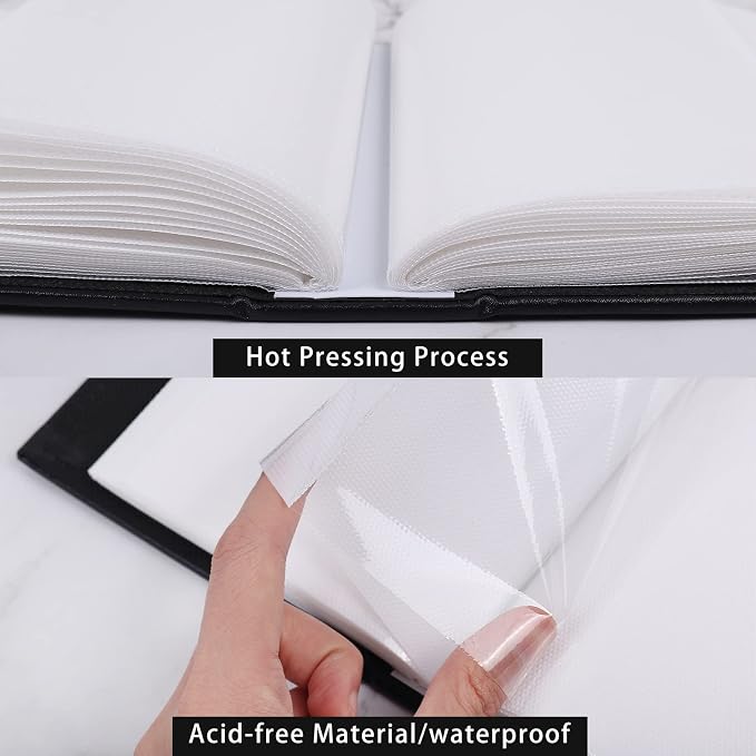 RECUTMS 100 Photo Album for 4x6 Small Leather Photo Book for Family Black | White Inner Page, 100 Vertical Pockets, Small Photo Albums for Anniversary, Wedding, Graduation Photobook, DIY Cover Window - Image 4