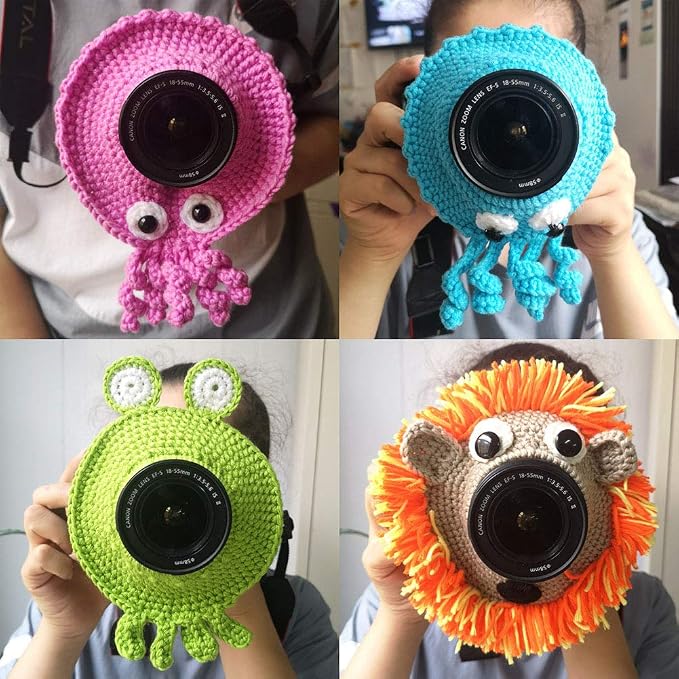 Saycker Huggers,Animal Shutter Hugger, Camera Lens Stand, Cute Animal Lens Accessory Teaser Toy,Photography Props, Camera Buddies Posing Prop for Portable Video Devices(Orange) - Image 4