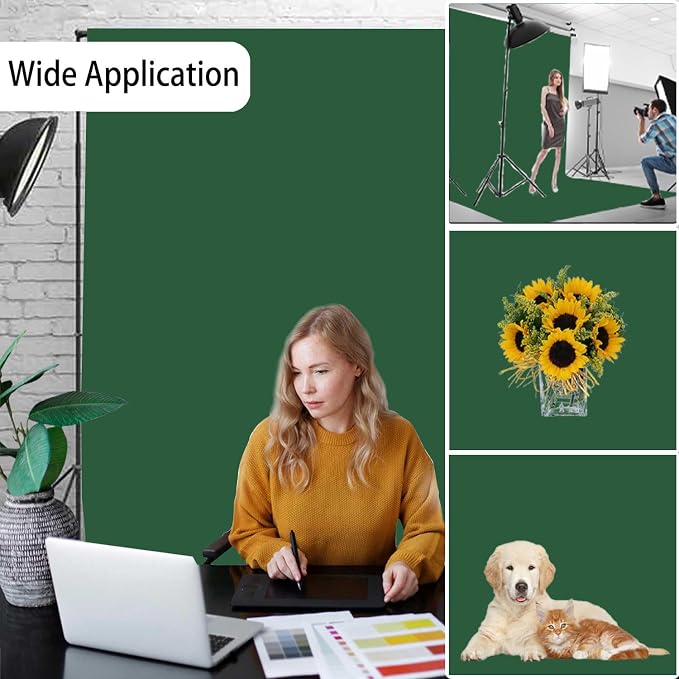 Dark Green Photography Backdrop for Photoshoot, Fabric 8x10ft | Versatile Studio Photo Backgrounds, Non Reflective, Easy to Use, for Portraits, Product, Party, Video Creation - Image 2