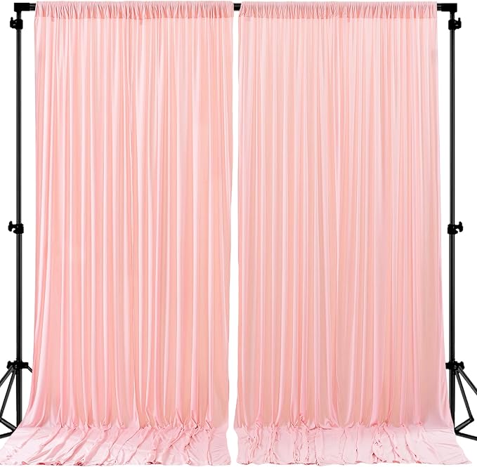 16ftx10ft Wrinkle Free Blush Pink Backdrop Curtain - 10 Feet Photography Backdrop Drapes, Silky Polyester Back Drop Cloth for Wedding Baby Shower Balloon Arch Background by Unknown