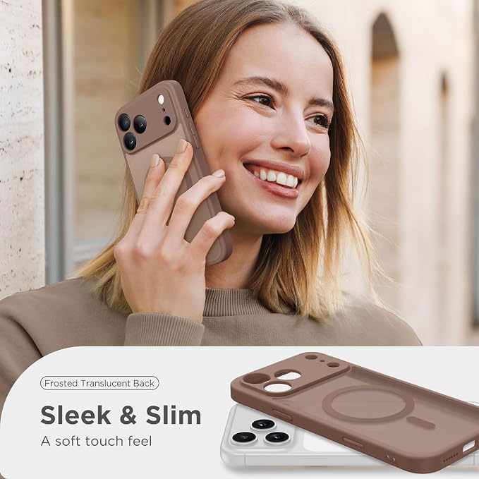 CAPRARO for iPhone 17 Pro Case, Compatible with MagSafe Brown | Upgraded [Full Camera Protection] Protective Translucent Matte Women Girl Magnetic Phone Case Cover, Brown - Image 8
