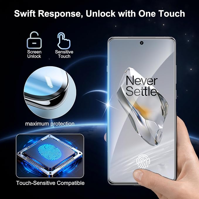 2+2 Pack for OnePlus 12 Screen Protector and Camera Protectors, Fingerprint Unlock, Anti-Scratch, Bubble-Free, Case Friendly, 9H Hardness Clear Glass Screen Protector for OnePlus 12 - Image 2
