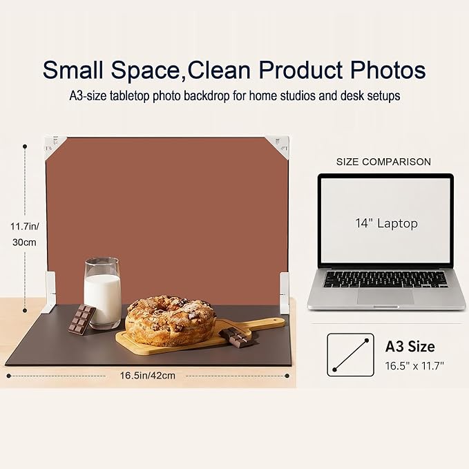 Yoocheese Photo Backdrop for Product Photography, 16.5×11.7in Compact Kit | Tabletop photography for food, jewelry, beauty and small products. For UGC creators, online sellers and small businesses. - Image 6