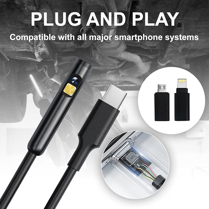 1920P HD Dual Lens Endoscope Camera Semi-Rigid Snake Cable IP67 Waterproof 8LED Lights Dimmable HD Industrial Pipeline Inspection Probe Compatible with Smartphones Endoscope Camera (16.4ft) - Image 3