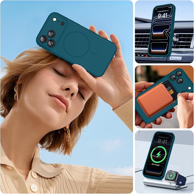 miracase Magnetic for iPhone 17 Pro Max Case, [Soft Anti-Scratch Microfiber Lining], Compatible with MagSafe, Liquid Silicone Case Shockproof Drop Protection Phone Case for 17 ProMax, Teal - Image 7