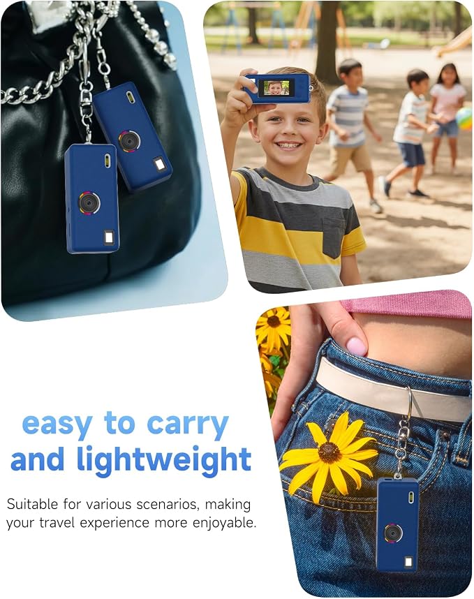 Silicone Case for Kodak CHARMERA Keychain Digital Blind Box accessories,Soft Silicone Protective Case,Comes with Screen Protectors and Wrist Strap -Dark Blue - Image 3