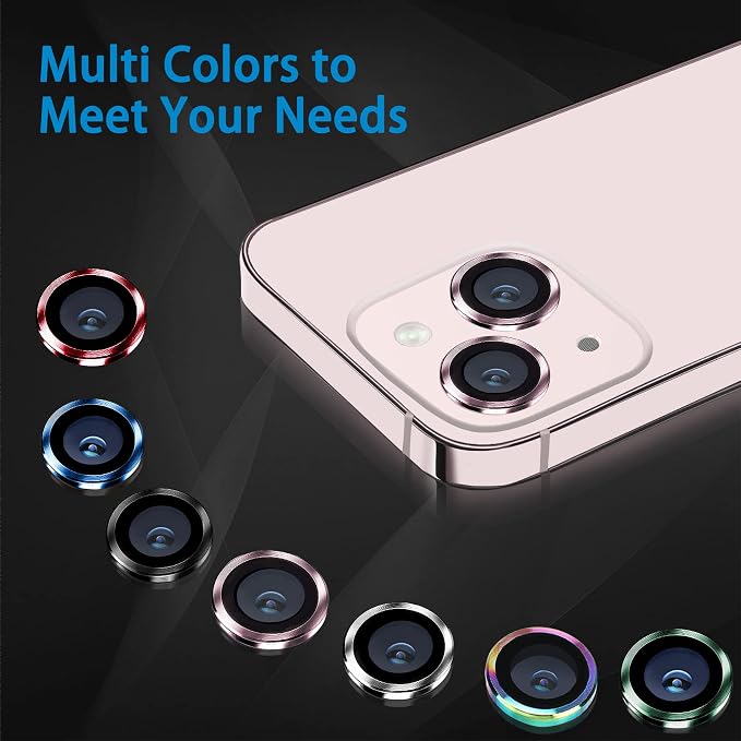 for iPhone 13 Mini/iPhone 13 Camera Lens Protector, Anti-Scratch 9H Tempered Glass Metal Camera Screen Protector Shockproof Cover Film Ring -2 Pcs Silver - Image 7