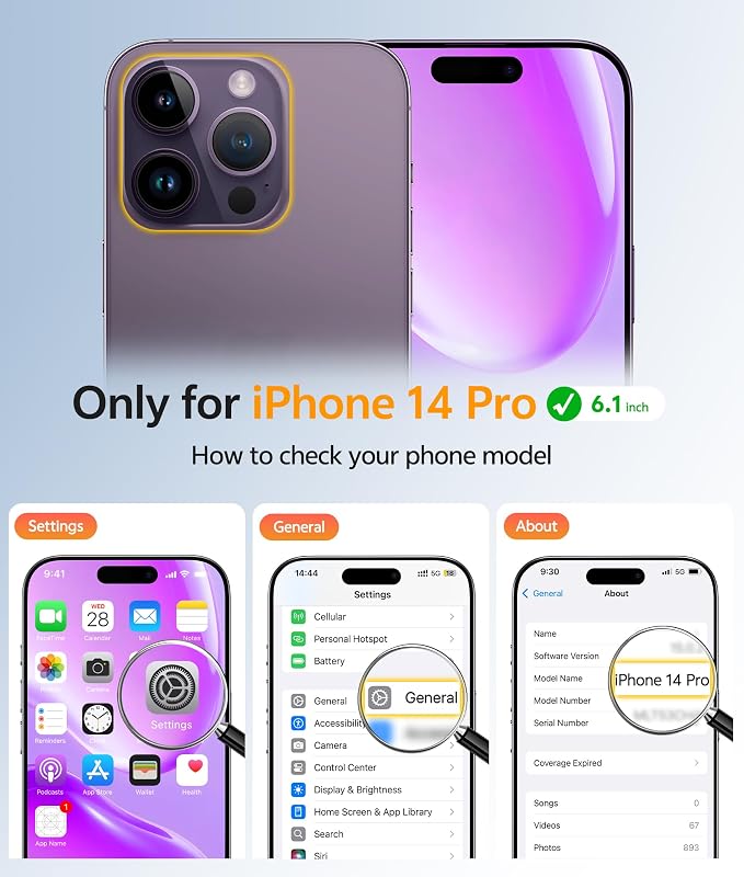 FNTCASE for iPhone 14 Pro Case, Compatible with Magsafe, Screen Protector | Full Camera Protection, Translucent Matte, 14FT Military Grade Drop Proof, Shockproof Protective Phone Cover, Purple - Image 2