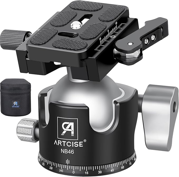 46mm Low ProfileTripod Ball Head with Lever Release ARTCISE Heavy Duty Ball Head Camera Ball Head with Arca Swiss Quick Release Plate for Camera Tripod Monopod DSLR Camcorder Telescope Max Load 55lbs by ARTCISE