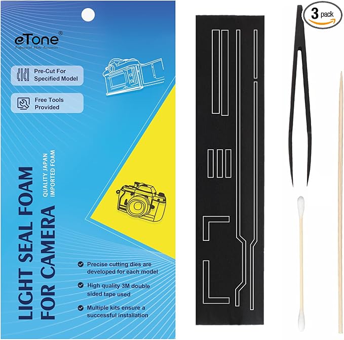 PreCut Light Seal Foam Sponge Kit Repair for Canon AE-1/AE-1 Program Film Camera by eTone
