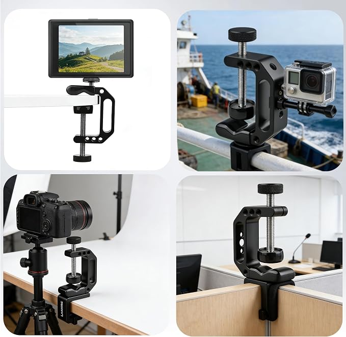 Camera Clamp Mount C Clamp with Magic Arm - Perfect for Fence, Desk, Tripod, Monitor, Light, GoPro, Insta360, DSLR - Essential Tool for Outdoor Projects, Broadcasting, Photography - Image 8