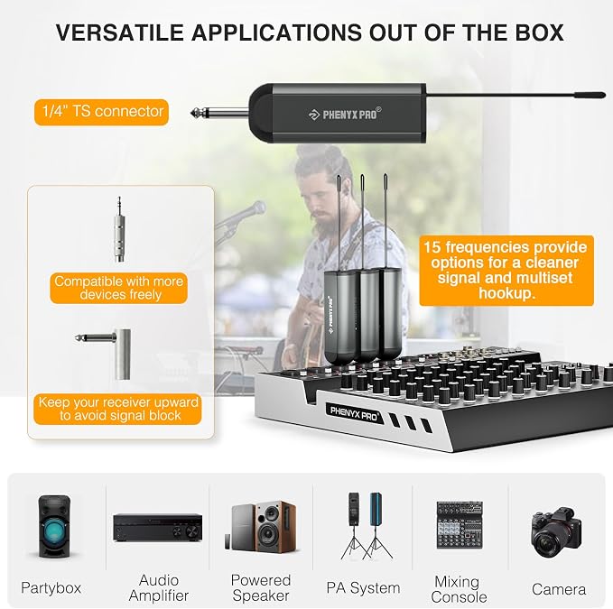 Phenyx Pro Single Digital Headset/Lapel/Lavalier Microphone System PDP-1-1B | Bodypack Transmitter, Mini Receiver, 15 Channels, Hands-Free Vocals, Karaoke, Church Services, Weddings, 900MHz - Image 6