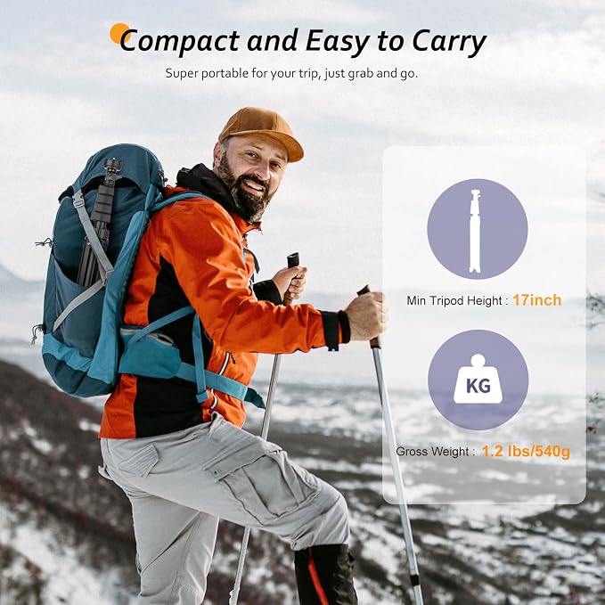 Aureday 62" Phone Tripod Accessory Kits, Camera & Cell Phone Tripod Stand with Wireless Remote and Universal Tripod Head Mount, Perfect for Selfies/Video Recording/Vlogging/Live Streaming - Image 7