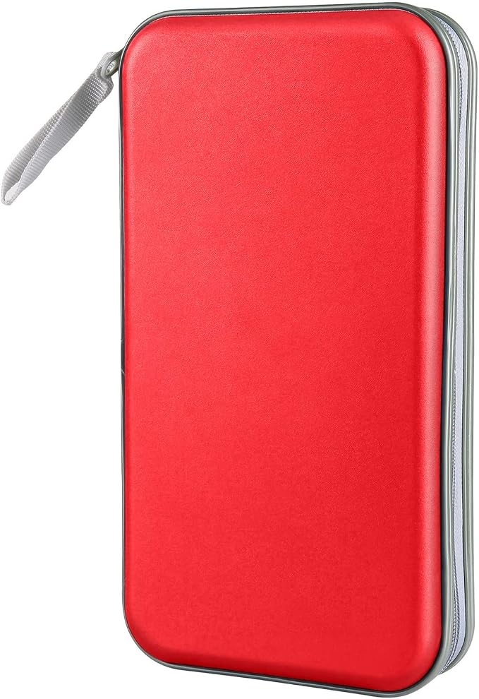 Siveit CD Case Holder, 80 Capacity CD/DVD Case Holders Wallet Hard Plastic CD DVD Disc Cases Storage Binder for Car Home Office Travel (Red) by Siveit
